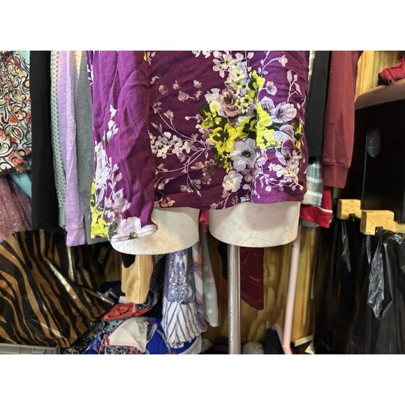 Torrid Floral Print Sleeveless Tank Top Blouse 0 (XL) Purple Rayon Adjustable - Picture 3 of 9